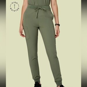 Mandala Scrubs high waisted joggers in dark sage (Small Petite)